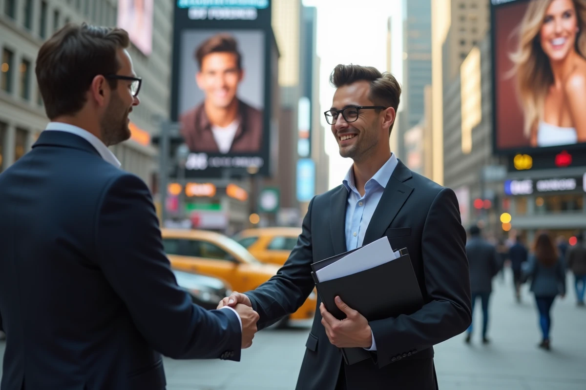 Jeune homme échangeant un contrat lors d