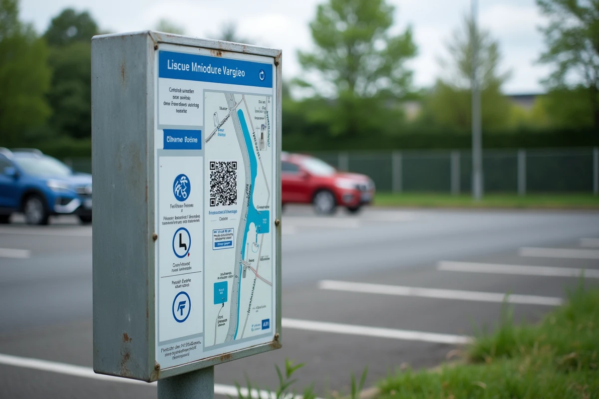 Panneau d'information du parking covoiturage Vinci Autoroutes à La Chapelle Saint Mesmin